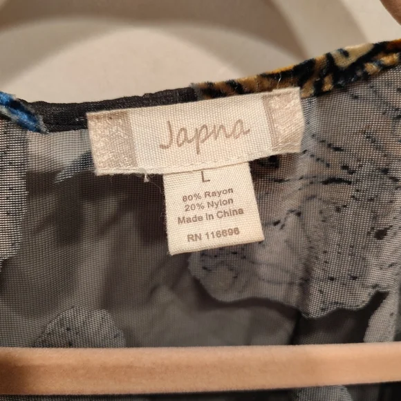 Japna Women's Velvet Burnout Kimono Duster Black & Gold Floral Sz L Whimsigoth - Picture 2 of 6